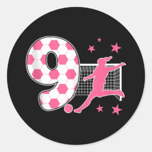 Pegatina Redonda Cumpleaños de 9 años Amante del Fútbol 9º Tema de