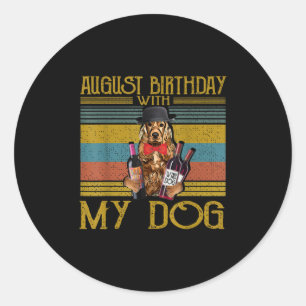 Pegatina Redonda Cumpleaños De Agosto Con Mi Perro Irlandés Setter