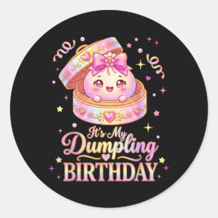 Pegatina Redonda Cumpleaños de albóndigas Kawaii Arcoíris Anime Chi