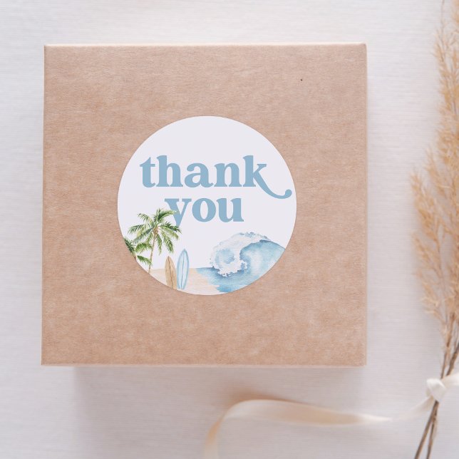 Pegatina Redonda Cumpleaños de Beach Surf (Subido por el creador)