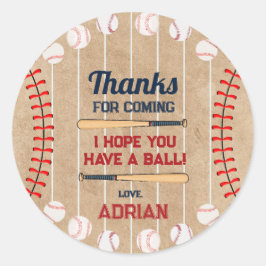 Pegatina Redonda cumpleaños de béisbol