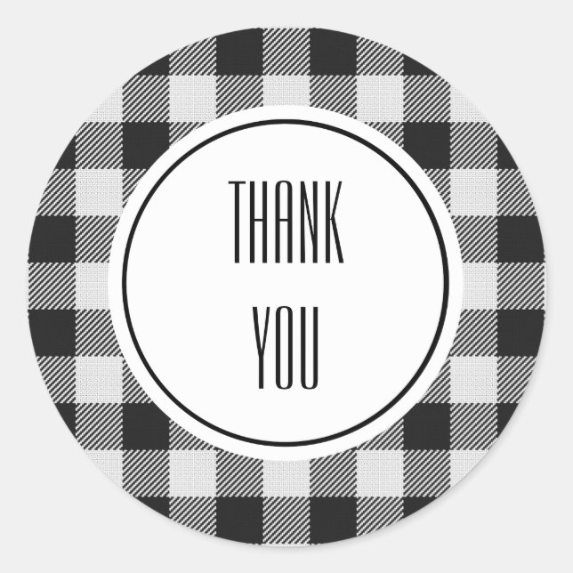 Pegatina Redonda Cumpleaños de Black Buffalo Plaid (Anverso)