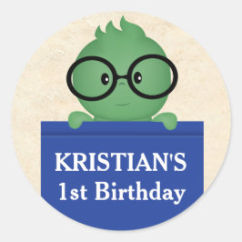 Pegatina Redonda Cumpleaños de Bookworm Boy