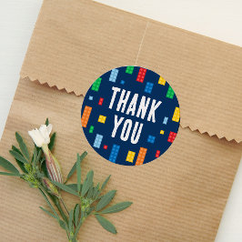 Pegatina Redonda Cumpleaños de Building Blocks Boy