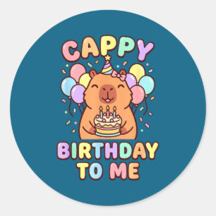 Pegatina Redonda Cumpleaños de capybara para mí cumpleaños de cappy