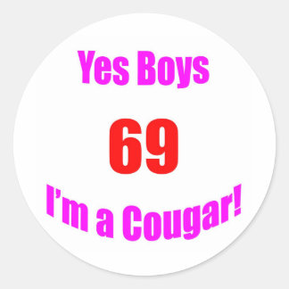 Pegatina Redonda Cumpleaños de Cougar 69