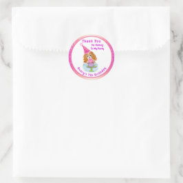 Pegatina Redonda Cumpleaños de Cupcake Cavalier King Charles acuare