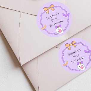 Pegatina Redonda Cumpleaños de Cute Ghost Halloween