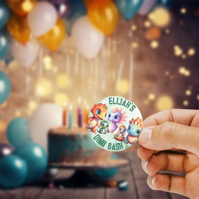 Pegatina Redonda Cumpleaños de Dino Roar (Subido por el creador)