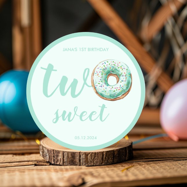 Pegatina Redonda Cumpleaños de Donut Verde (Subido por el creador)