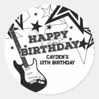 Cumpleaños de estrella de rock guitarra negra blan