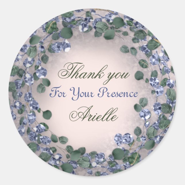 Pegatina Redonda Cumpleaños de Eucalipto Agradecido Polvo de Menta  (Anverso)