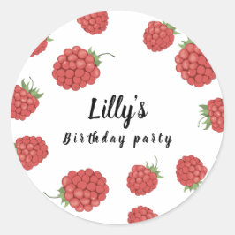 Pegatina Redonda Cumpleaños de frambuesa