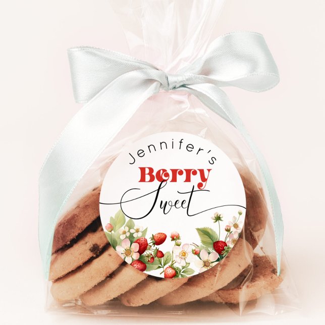 Pegatina Redonda Cumpleaños de fresa dulce como una baya (Subido por el creador)