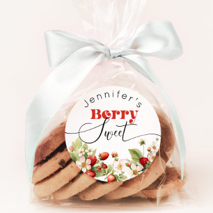 Pegatina Redonda Cumpleaños de fresa dulce de baya