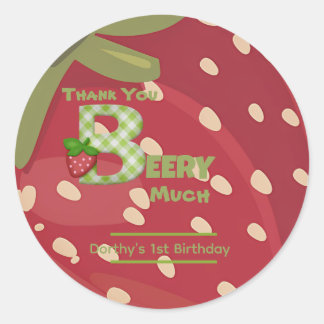 Pegatina Redonda Cumpleaños de Fresa Dulce de Mora