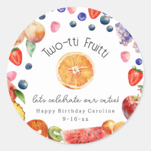 Pegatina Redonda Cumpleaños de Fruitti Cutie Fruit con dos tetas