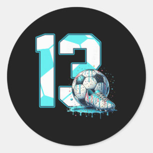 Pegatina Redonda Cumpleaños de fútbol 13 cumpleaños de 13 años hela