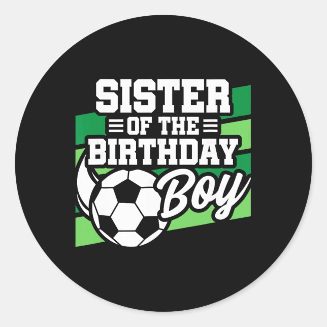 Pegatina Redonda Cumpleaños de fútbol - Cumpleaños hermana - Bi fút (Anverso)
