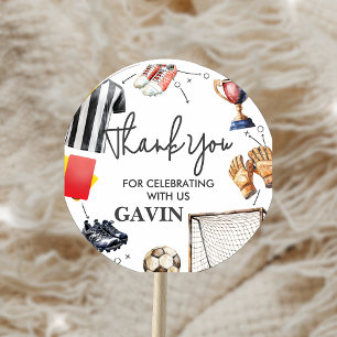 Pegatina Redonda Cumpleaños de Fútbol Game On