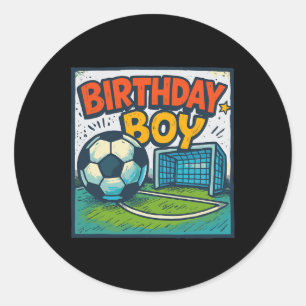 Pegatina Redonda Cumpleaños de fútbol Niño Fútbol Gol Cumpleaños de