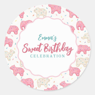 Pegatina Redonda Cumpleaños de Galletas de Animales con Glaseado Du