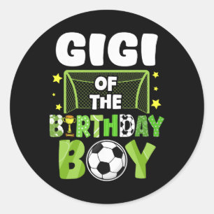 Pegatina Redonda Cumpleaños de Gigi Futbol Partido Familiar de Fútb