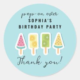 Pegatina Redonda Cumpleaños de Guay Summer Popsicle