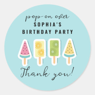 Pegatina Redonda Cumpleaños de Guay Summer Popsicle