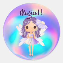 Pegatina Redonda Cumpleaños de Hada Princesa Caprichosa