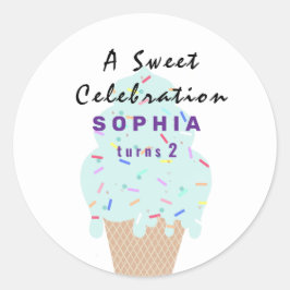 Pegatina Redonda Cumpleaños de helado dulce 
