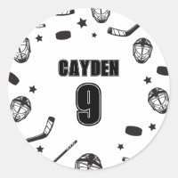 Cumpleaños de Hockey negro y blanco