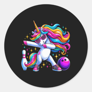 Pegatina Redonda Cumpleaños de la brigada de bolos de Unicorn Dabbi