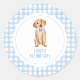 Pegatina Redonda Cumpleaños de la cachorro perrito