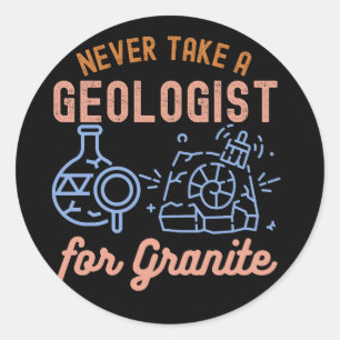 Pegatina Redonda Cumpleaños de la Geología, Gemas Geológicas, Geólo