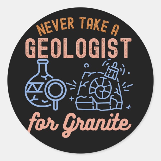 Pegatina Redonda Cumpleaños de la Geología, Gemas Geológicas, Geólo (Anverso)