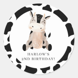 Pegatina Redonda Cumpleaños de la Granja de la Vaca Santa