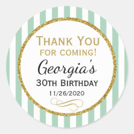 Pegatina Redonda Cumpleaños De La Moneda De Oro Gracias Por Venir E