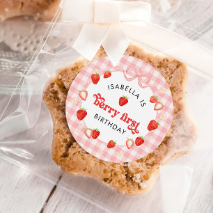 Pegatina Redonda Cumpleaños de la primera fresa de Berry 1 año