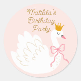 Pegatina Redonda Cumpleaños de la Princesa de Swan
