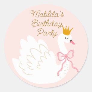 Pegatina Redonda Cumpleaños de la Princesa de Swan