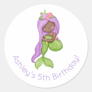 Pegatina Redonda Cumpleaños de la sirena