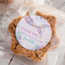 Pegatina Redonda Cumpleaños de la Sirena bajo el mar