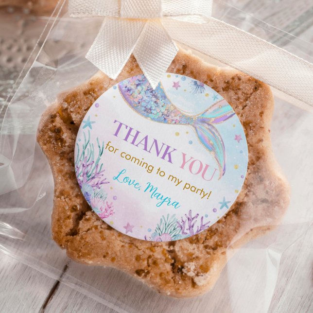 Pegatina Redonda Cumpleaños de la sirena bajo el mar (Subido por el creador)