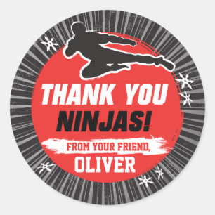 Pegatina Redonda Cumpleaños de las artes marciales guerreras de Nin