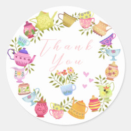 Pegatina Redonda Cumpleaños de las teteras y las copas