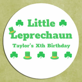 Pegatina Redonda Cumpleaños de Little Leprechaun