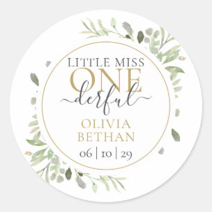 Pegatina Redonda Cumpleaños de Little Miss Mr ONEderful Boy