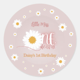 Pegatina Redonda Cumpleaños de Little Miss Onederful 1er