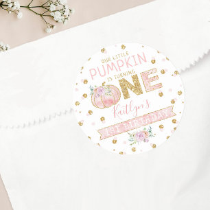 Pegatina Redonda Cumpleaños de Little Pumpkin Girls 1
